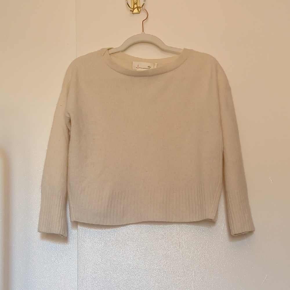 Anthropologie Cream Crewneck Sweater 100% Cashmere